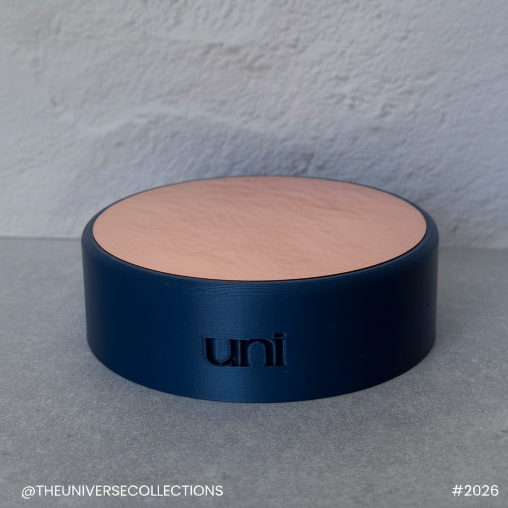 The precision-fit solid copper disk rests securely within the integrated halo, creating a clean and balanced surface while discreetly concealing the pyramid array beneath.

The disk is designed to remain securely in place during normal use and can be easily removed by simply turning the piece upside down.

Suitable for everyday use, the surface provides an elegant resting place for drinking glasses, cups, reusable water bottles, small planters, and decorative objects.