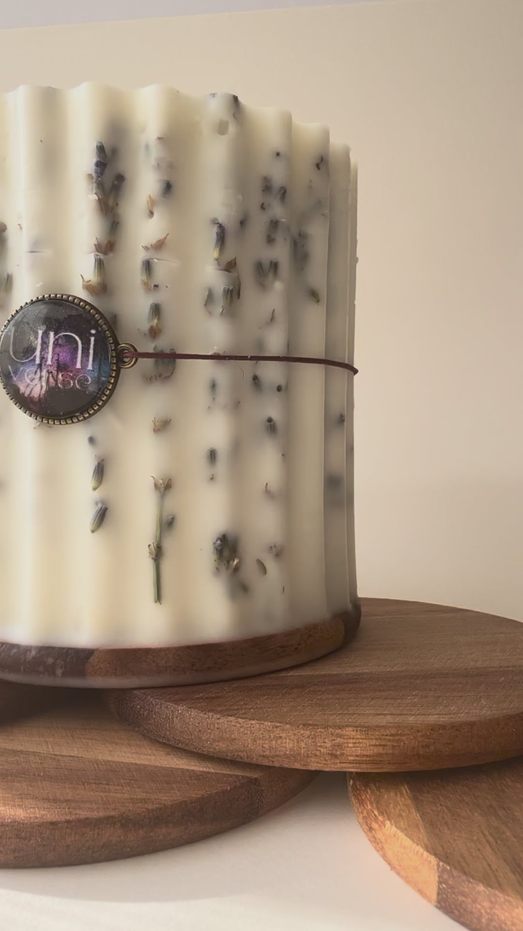 BOTANICAL CANDLE - with dried flowers (included 3"x6" ribbed glass candle holder)